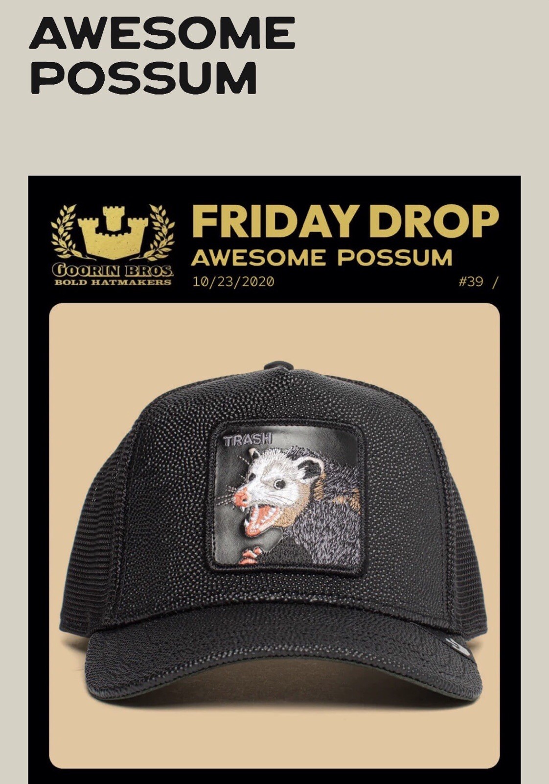 Goorin Bros Trash Rare 20220 Drop