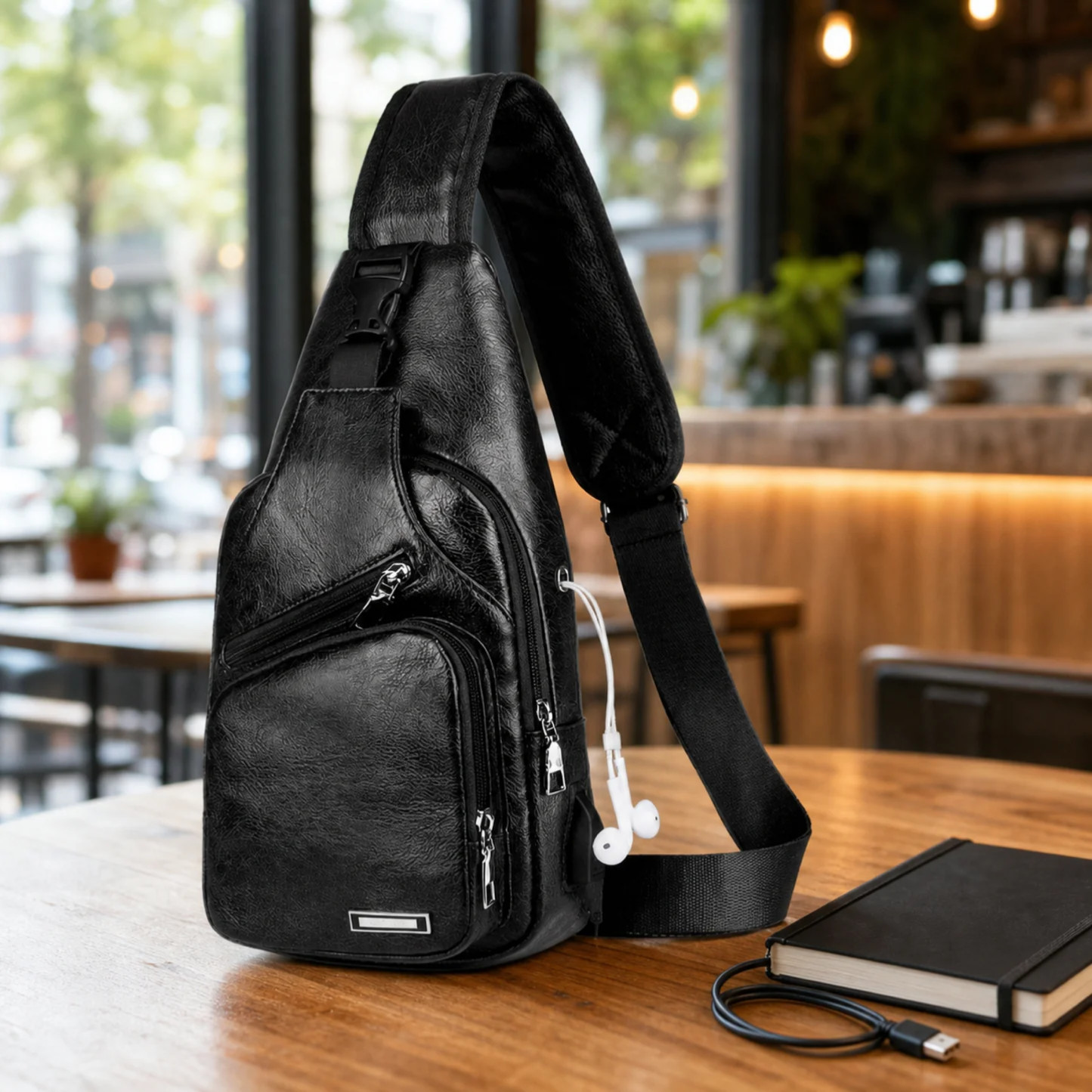 Men\'s Anti-Theft Sling Backpack - Crossbody Chest Bag with USB Charging Port