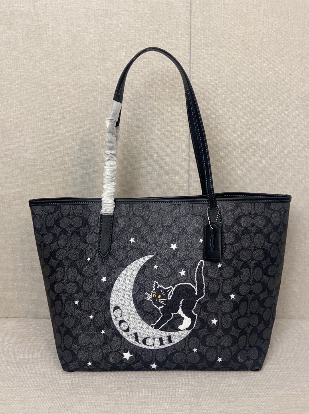 NEW City Tote In Signature Canvas With Halloween Graphic CW451 Charcoal Black