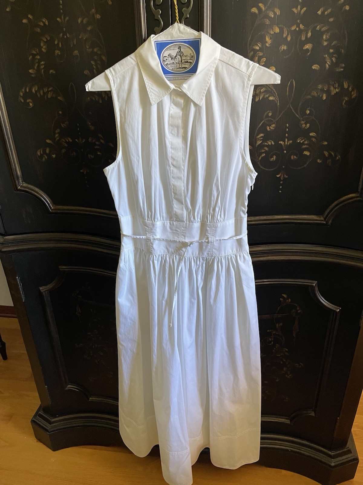 J Crew Fitted Waist Shirt Dress in Cotton Poplin Size 0 in White Belted