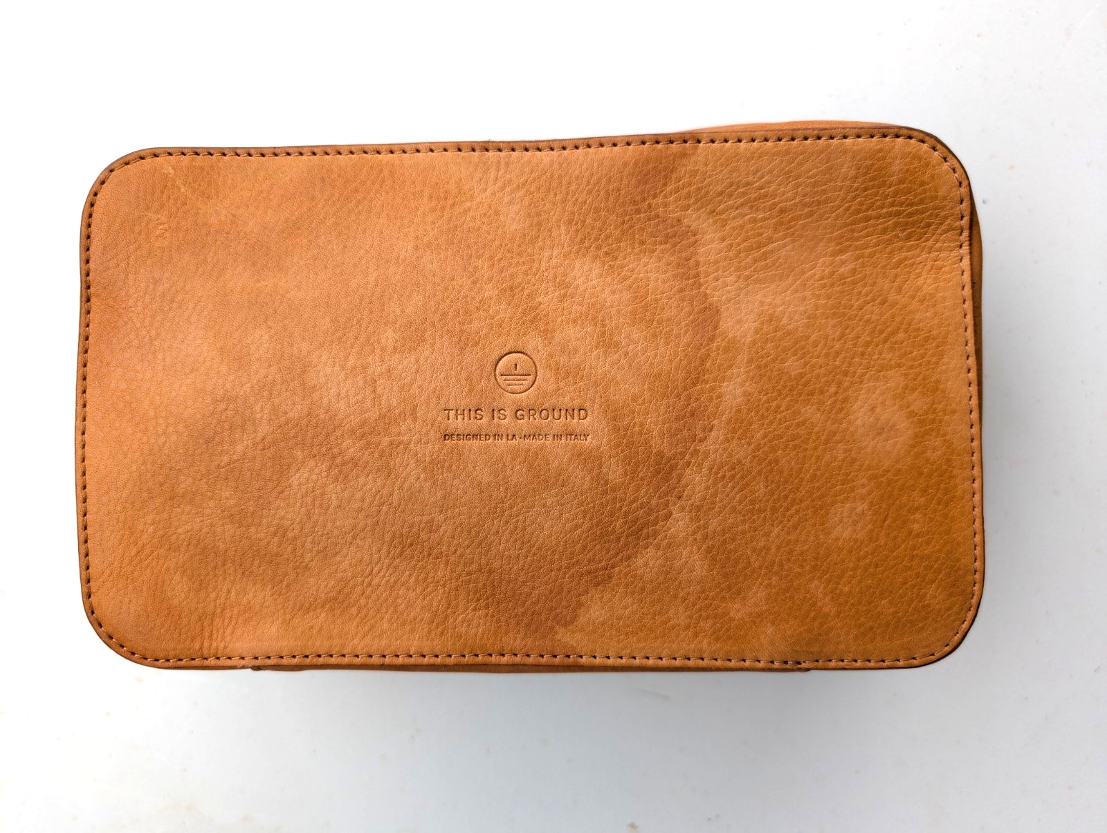 This Is Ground Tech Dopp Kit Leather Travel Cable Organizer Whiskey Brown 9\