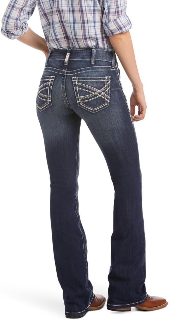 ARIAT Women’s Mid Rise Stretch Entwined Boot Cut Jean Marine