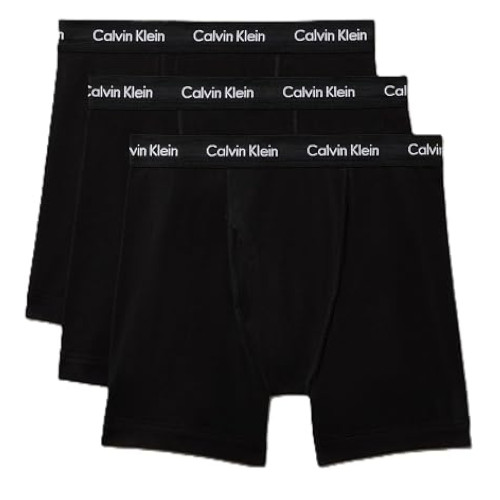 Calvin Klein Men\'s Cotton Boxer Briefs, Black, L, 3 Pack