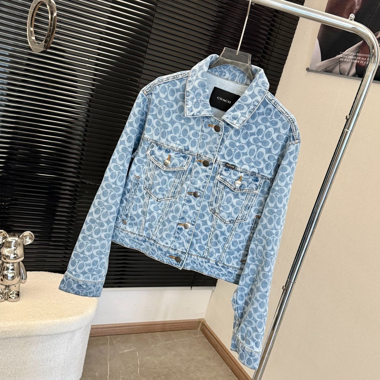 NWT COACH Women's Blue denim jacket blue Organic Cotton
