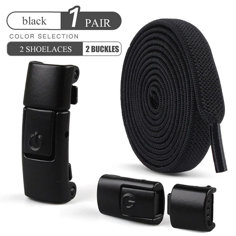 8mm Elastic No Tie Shoelaces Press Lock Flat Laces Kids Adults Sneakers