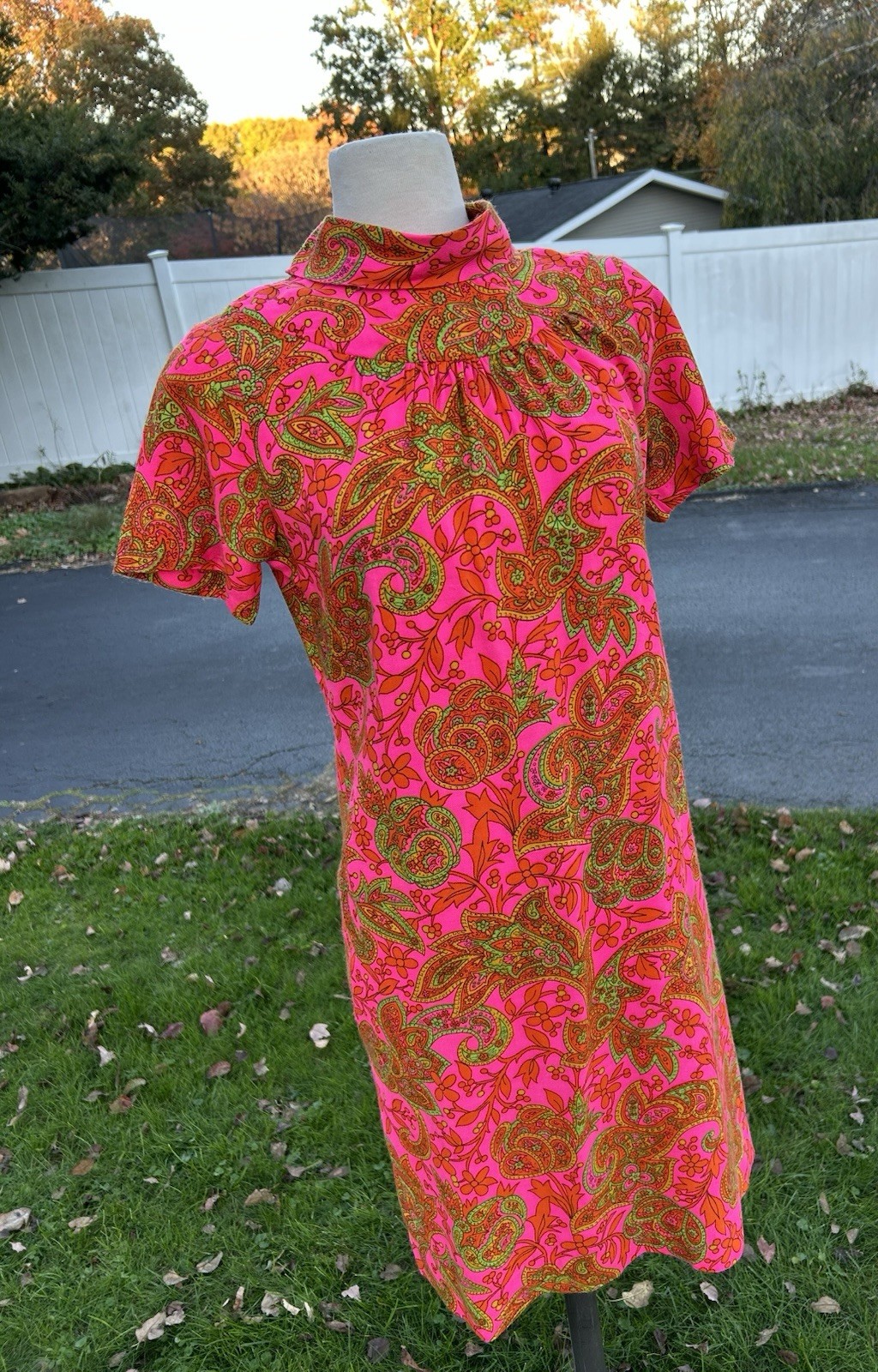  60s-70s vtg SEARS FASHIONS Wiggle /Sheath Dress~M/L~ multi/PAISLEY  back zip up