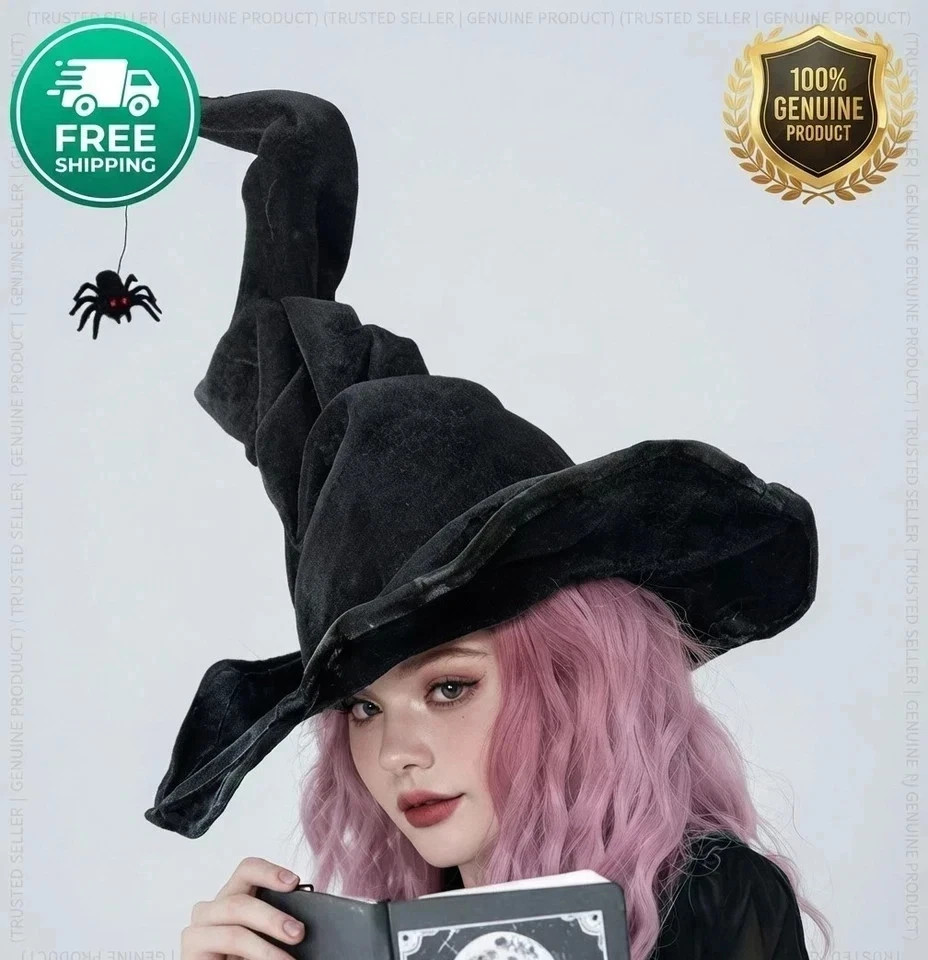 Black Witch Hat with Spider, Halloween Witches Same Day 🚛✅