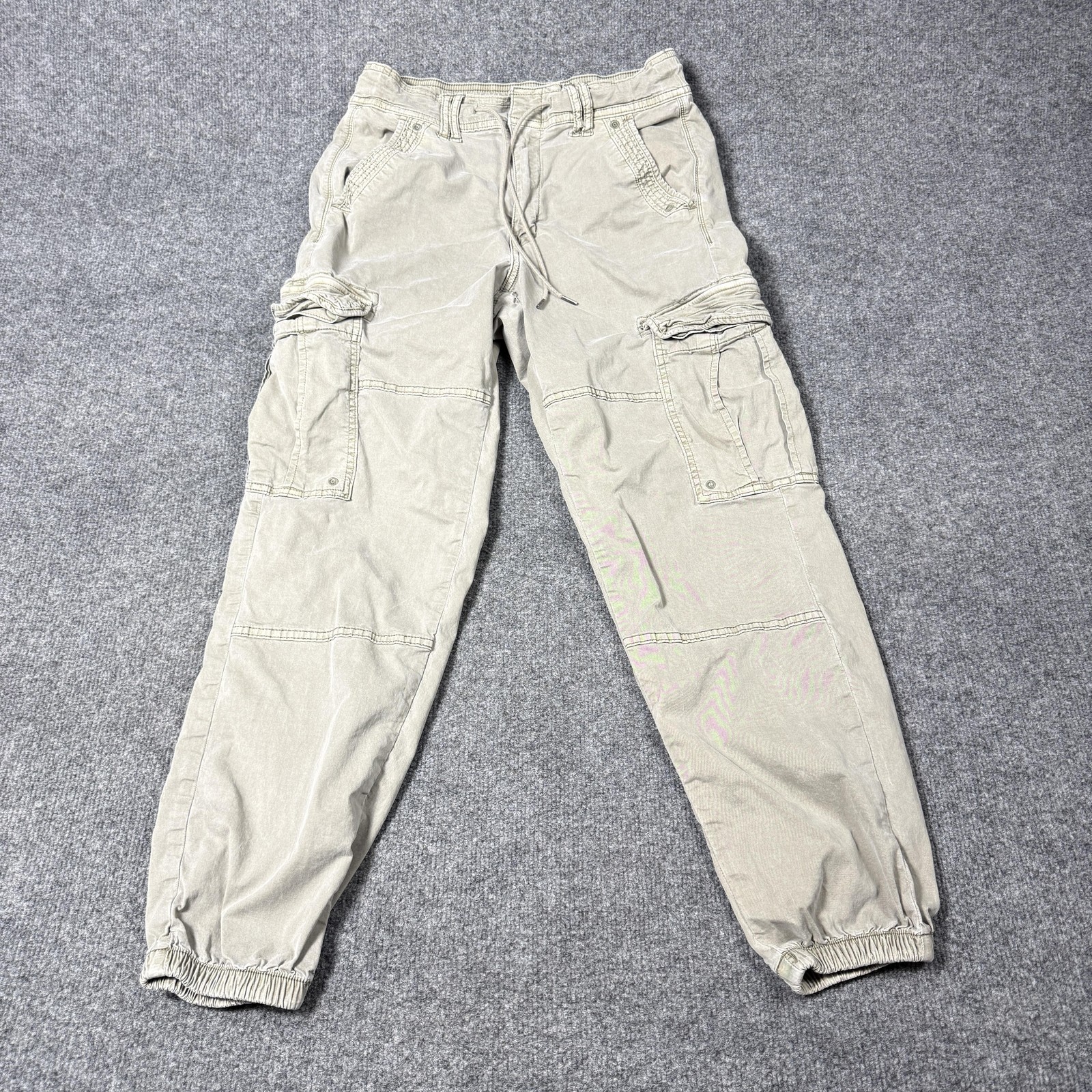 American Eagle Outfitters Cargo Pants Womens 6 Beige Twill Jogger Elastic Waist
