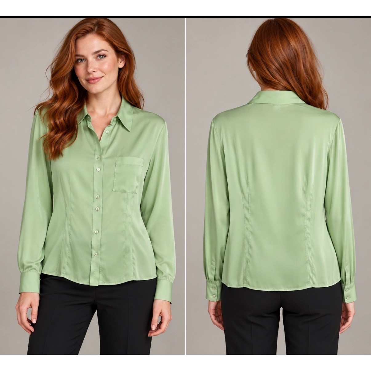 Equipment Pistachio Green Stretch Silk Button Front Blouse Long Sleeve M NWT