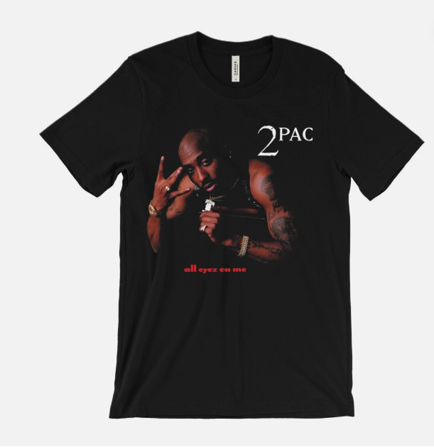 2Pac All Eyez On Me Album Hip Hop Rap Graphic T-Shirt Black S-5XL