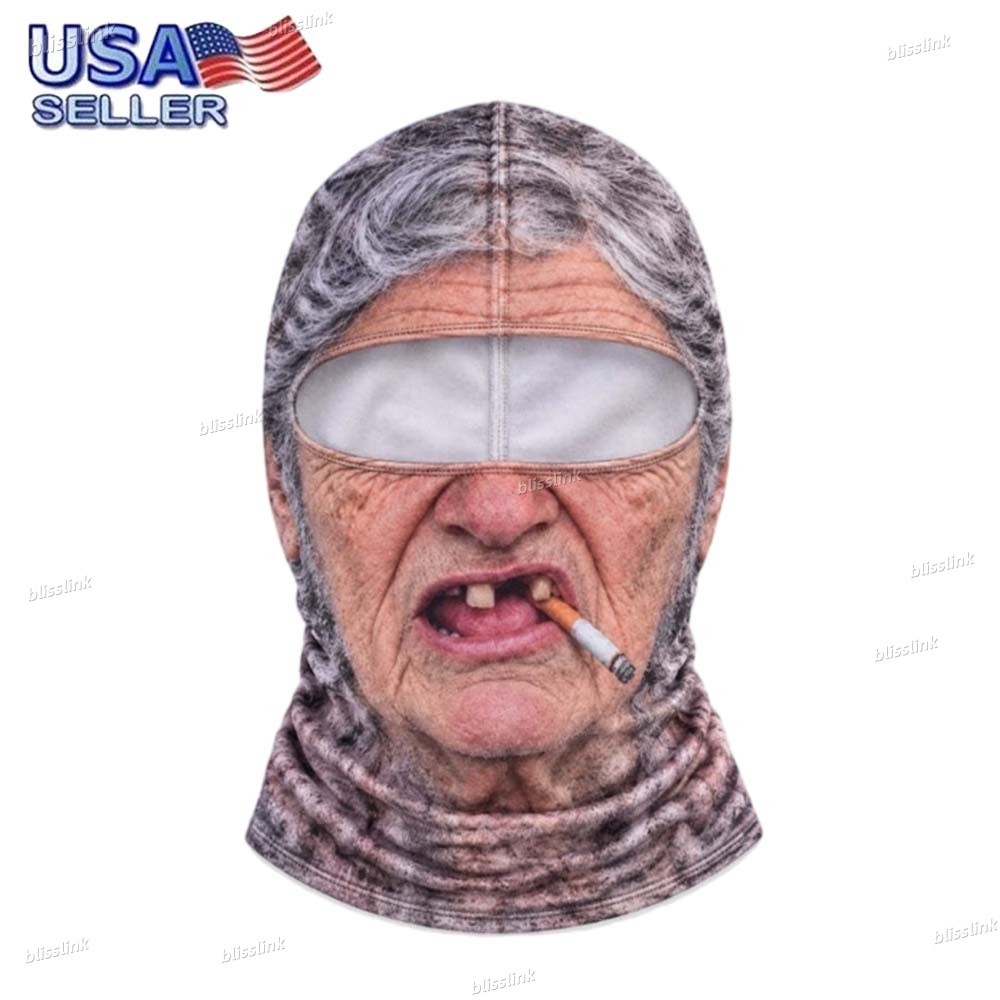 NEW Old Man Ski Mask Funny Realistic Face Balaclava 3D Printed Full Face Winter~
