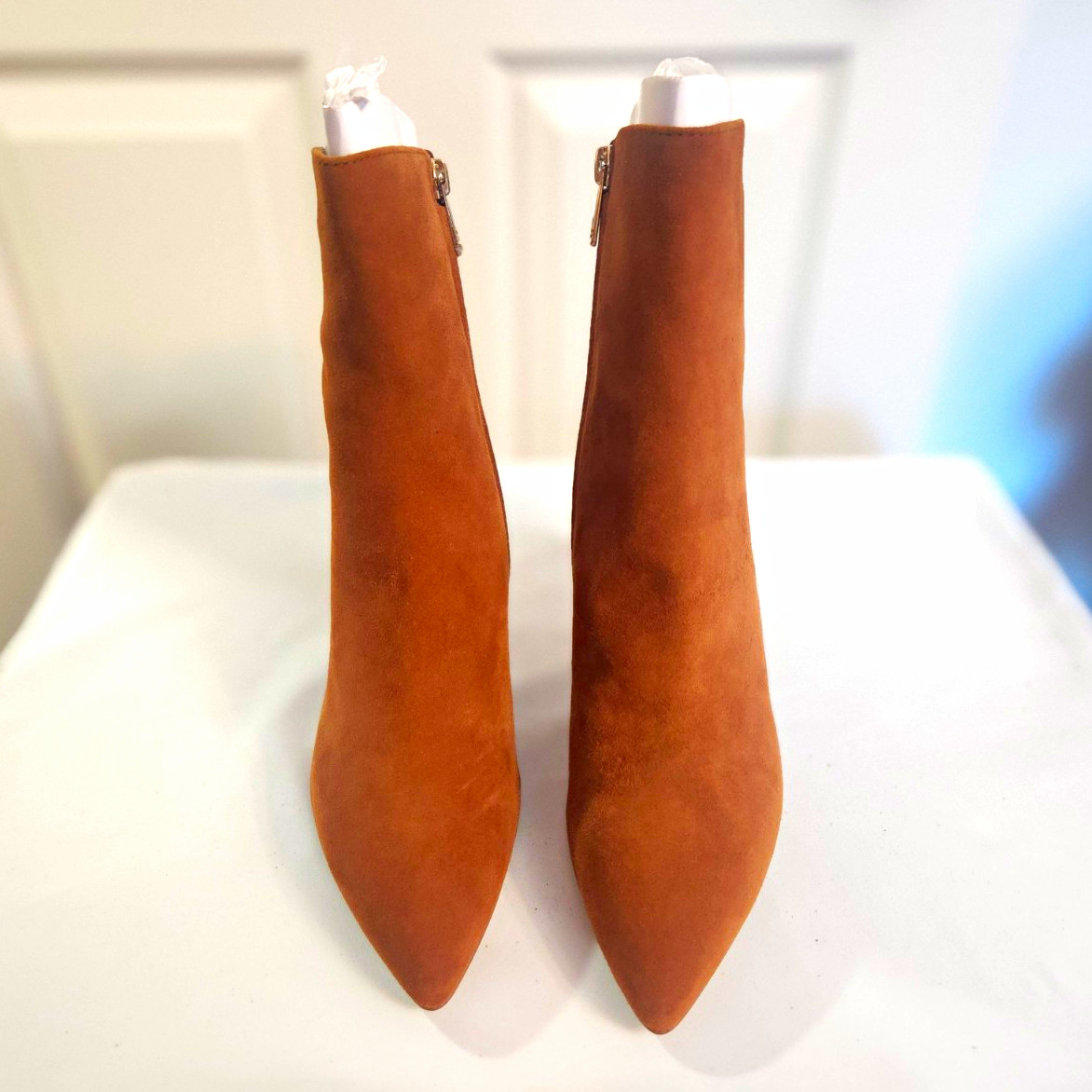 Sam Edelman Tan/Brown Suede Pointed Toe Ankle Bootie Side Zip 7 M 2.5\