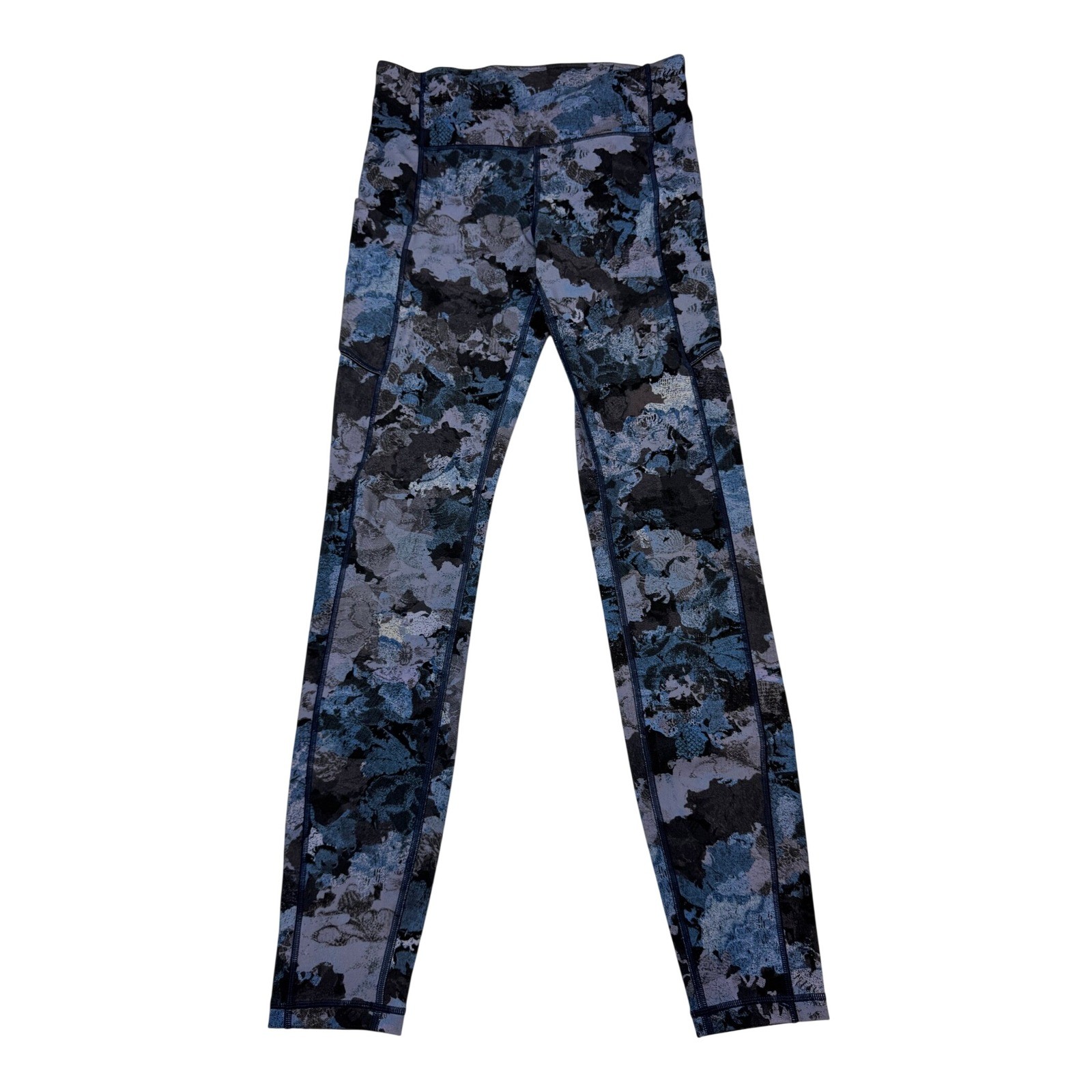 Lululemon Fast and Free High Rise Leggings Blue Floral Camo Size 4