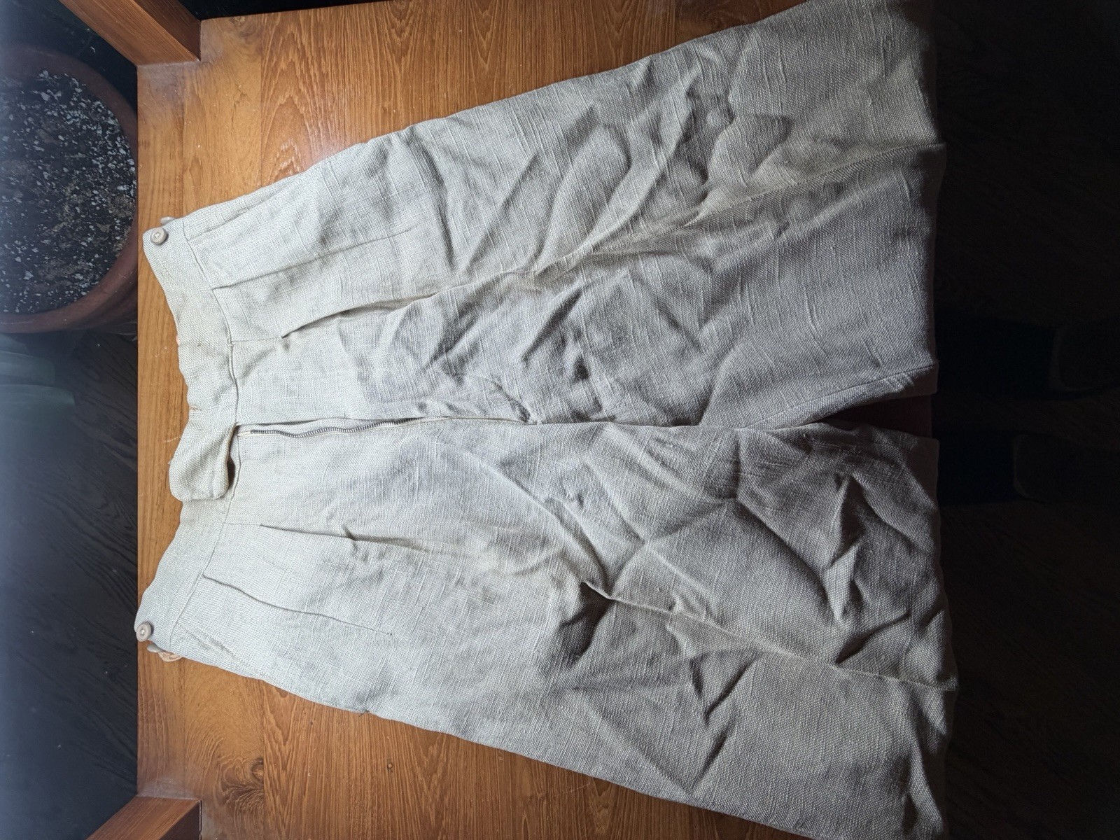 Steegan 1950s Moygashel Linen Trousers Tailored 30x32 Mid century Vintage RARE