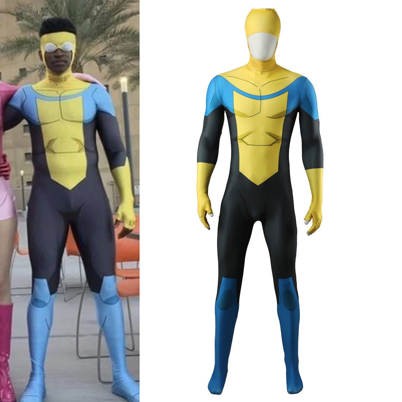 Invincible Cos Jumpsuit Mark Grayson Cosplay Bodysuit Adult Kids Halloween