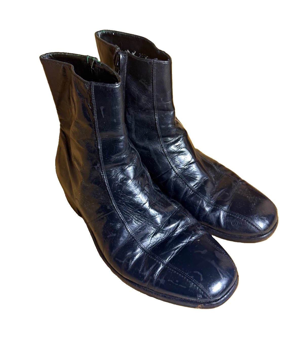 Vintage 1977 Florsheim Imperial Duke Black Leather Side Zip Boots Mens 9.5 D