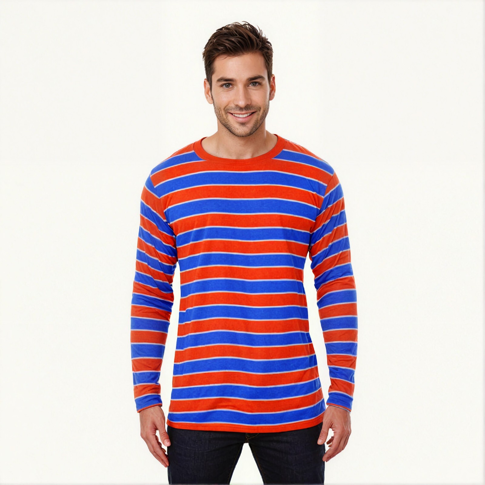 Arnie The Strongest Man In The World Shirt Costume Red and Blue Striped Shirt