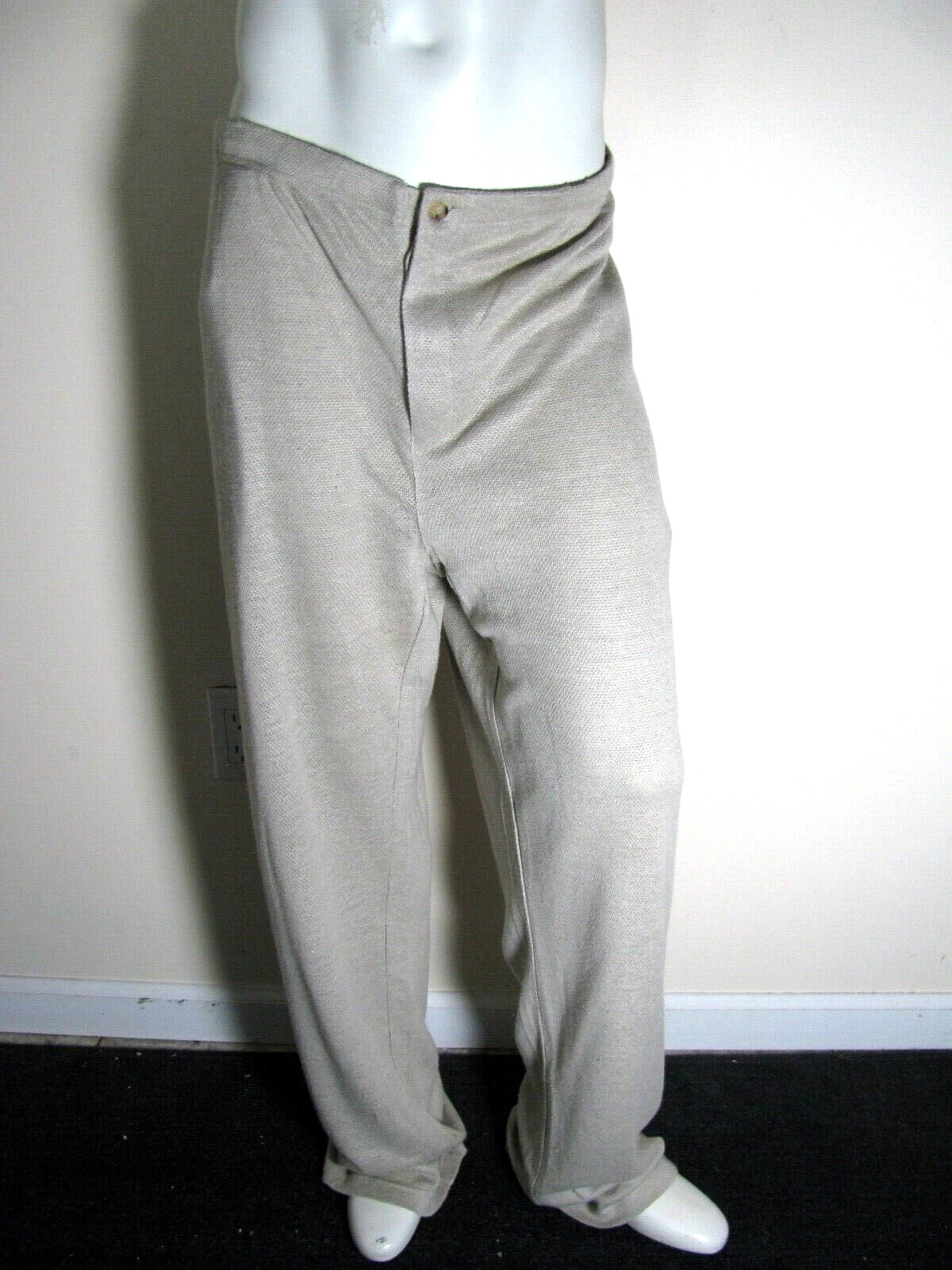 Joseph Abboud Linen Pants Mens XL Tan Knit Lightweight Drawstring Pants New $98
