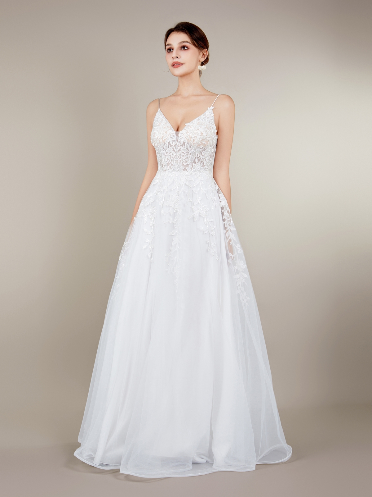 Guipure Formal Dress Delicate Spaghetti Strap Chic Sleeveless Flattering A-line
