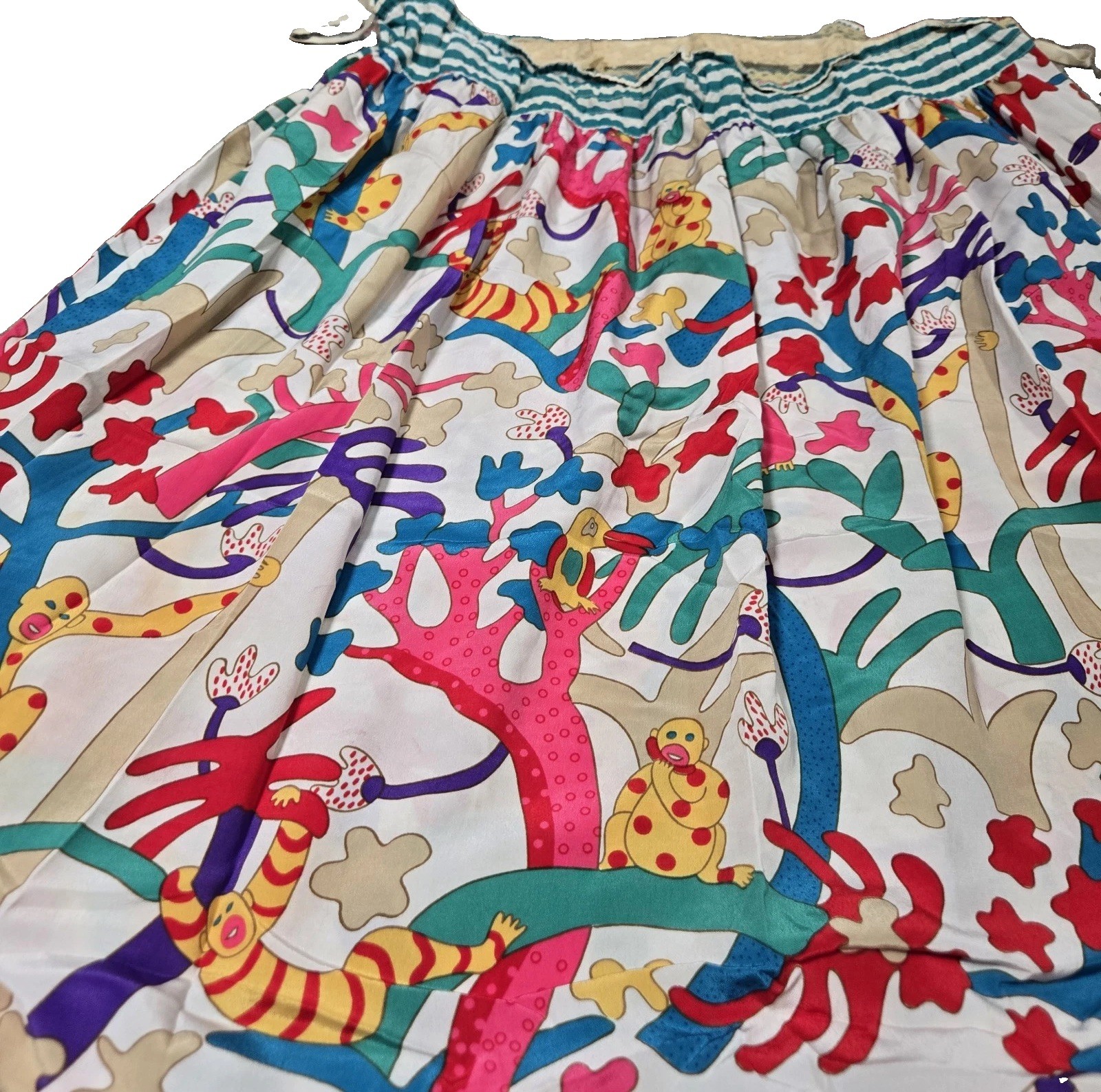 Diane freis Vtg 80s Floral Pleated Ruffle Skirt Novelty Colorful Boho Sz M/L 