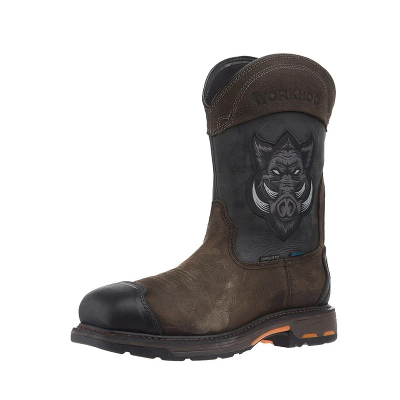 SALE-Ariat Men\'s WorkHog Full Boar 11in Brown Waterproof Composite Toe Work Boot