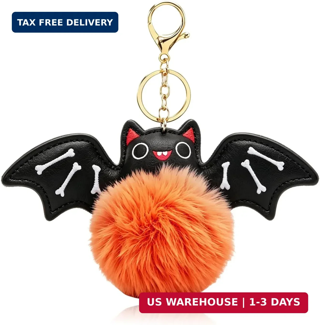 Halloween Bat Keychain Cute Pom Fuzzy Keychain Spooky Gifts Bag Charms for Handb