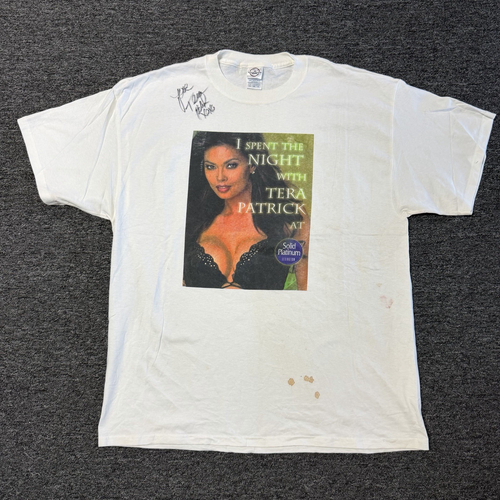 Vintage 90s RARE Solid Platinum Tera Patrick Stripper Star White T-Shirt Sz XL