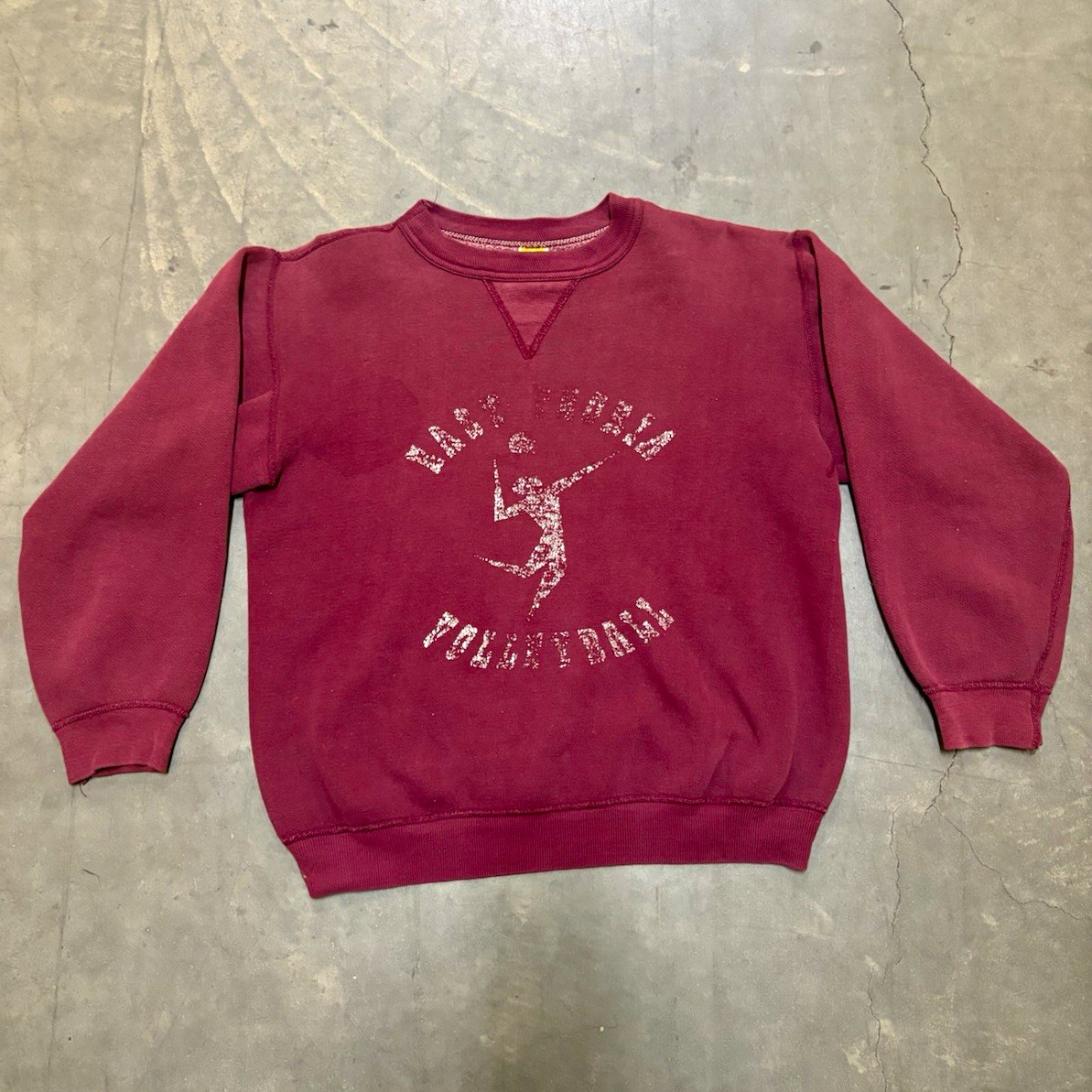 Vintage 60s 70s Russell Single V Burgundy Crewneck Sweatshirt Cotton Blend