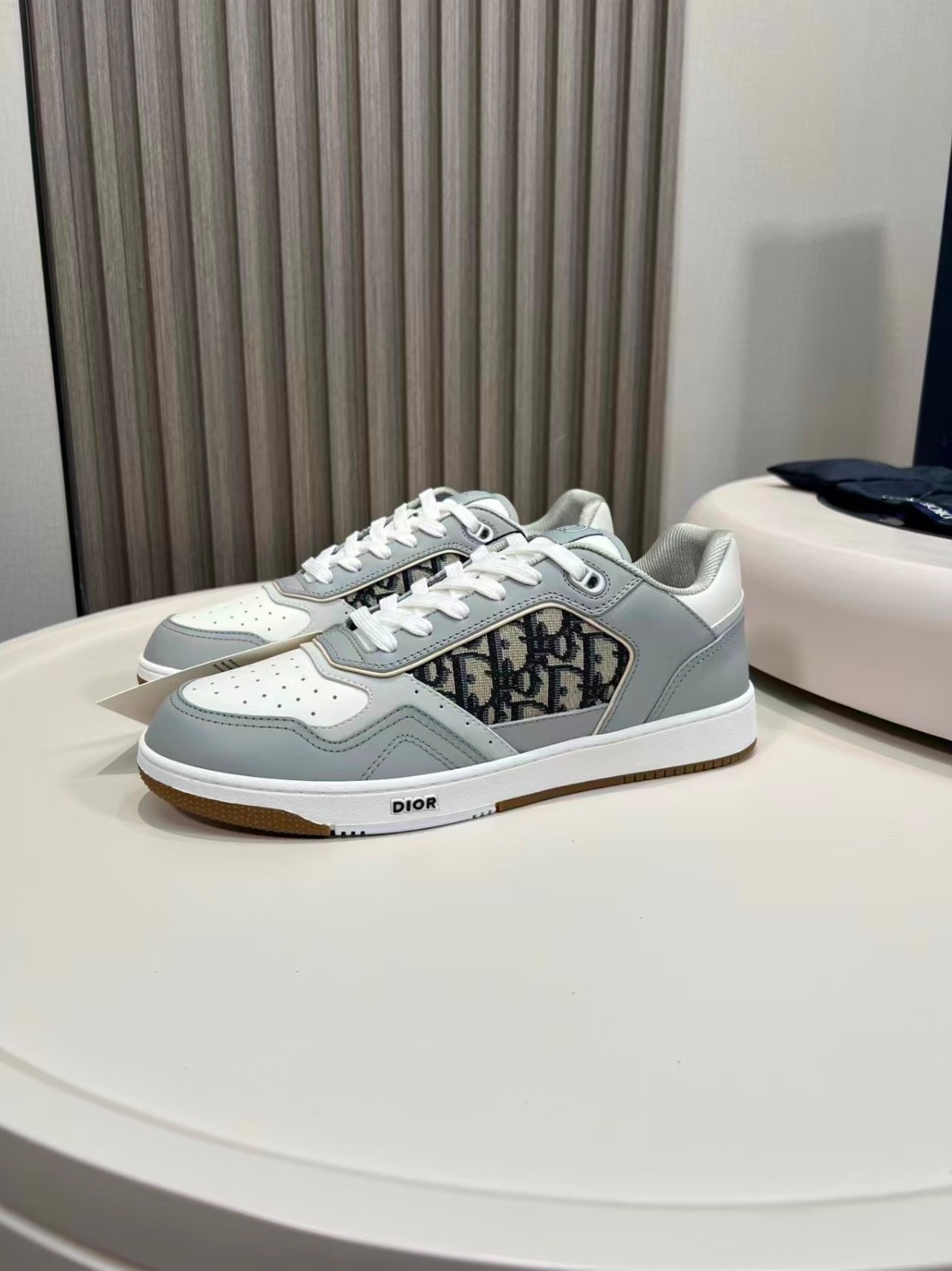 Dior B27 Low Top Sneakers Gray White Oblique Canvas Men's Shoes