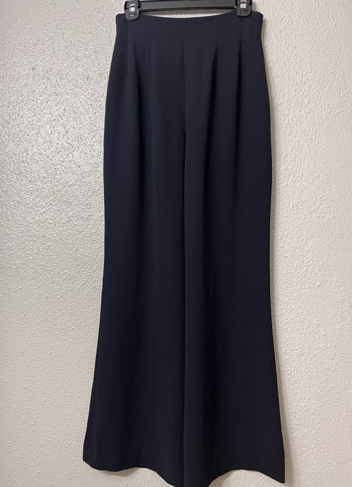Vintage Wide Leg Pleated Trousers High Waisted Navy Black Sz 6 Made in Korea