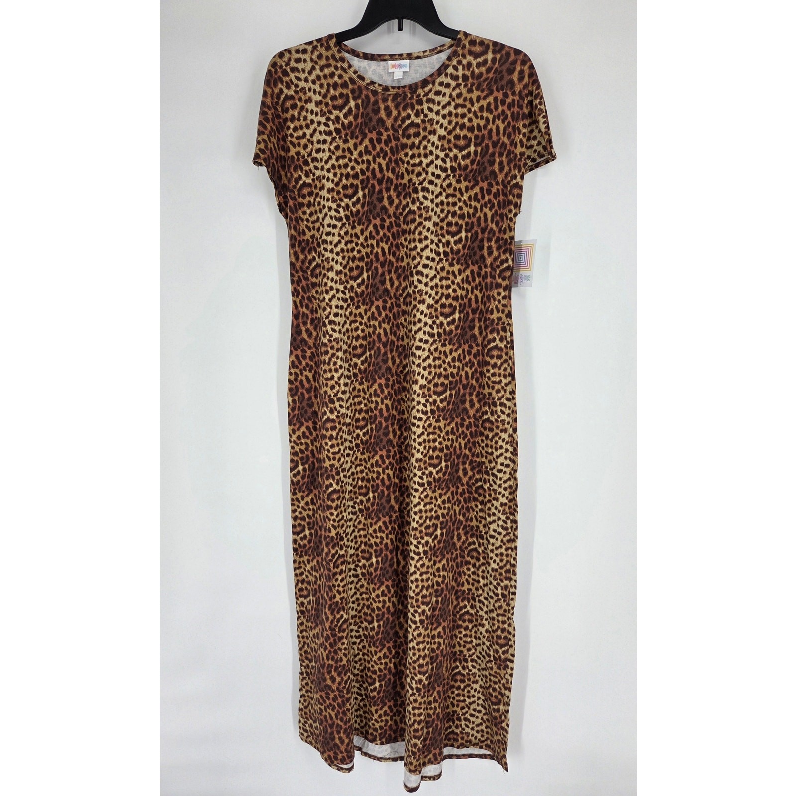 LuLaRoe Maria Brown Tan Animal Print Summer Cotton Modal Maxi Dress NEW Large