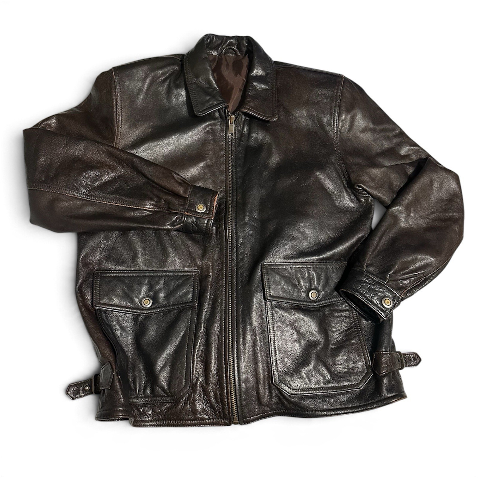 Vintage Polo Ralph Lauren Leather Bomber Jacket Mens XXL A2 Flight Pilot Coat