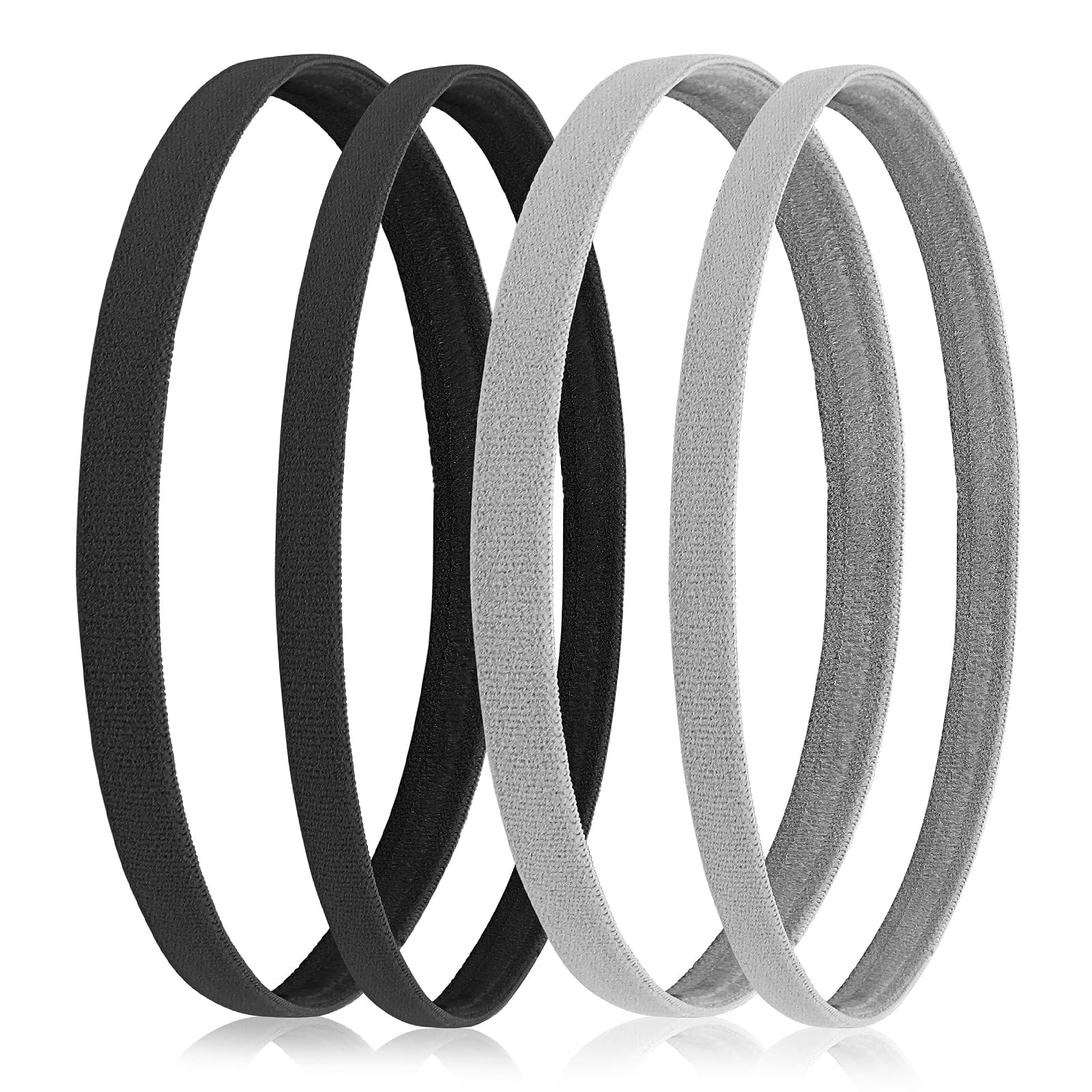 Sibba 4 Pieces Athletic Sports Headband Elastic Thin Hair Bands Non Slip Silicon