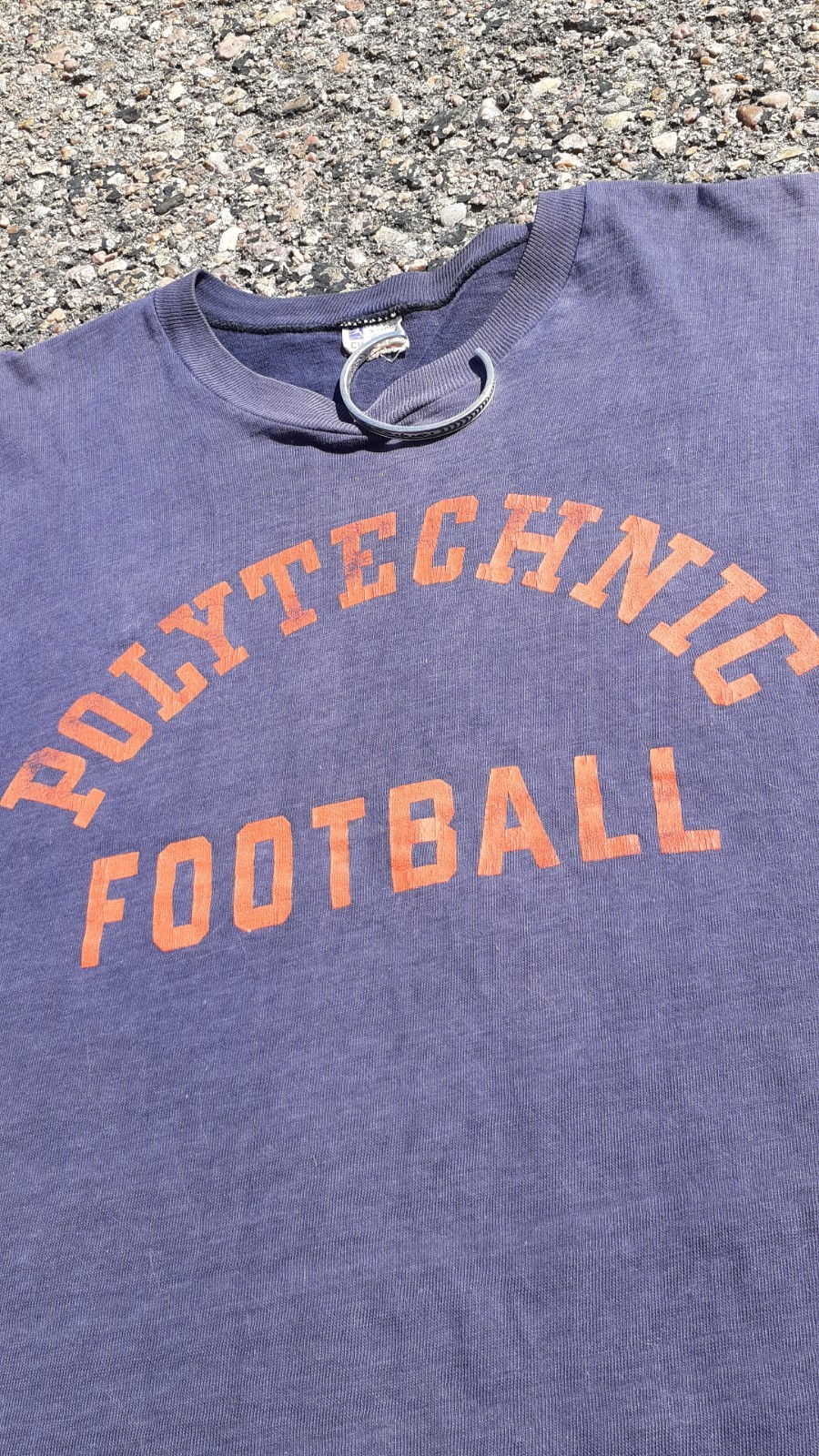 1950s - 50s Champion Running Man Navy Polytechnic Football T-Shirt