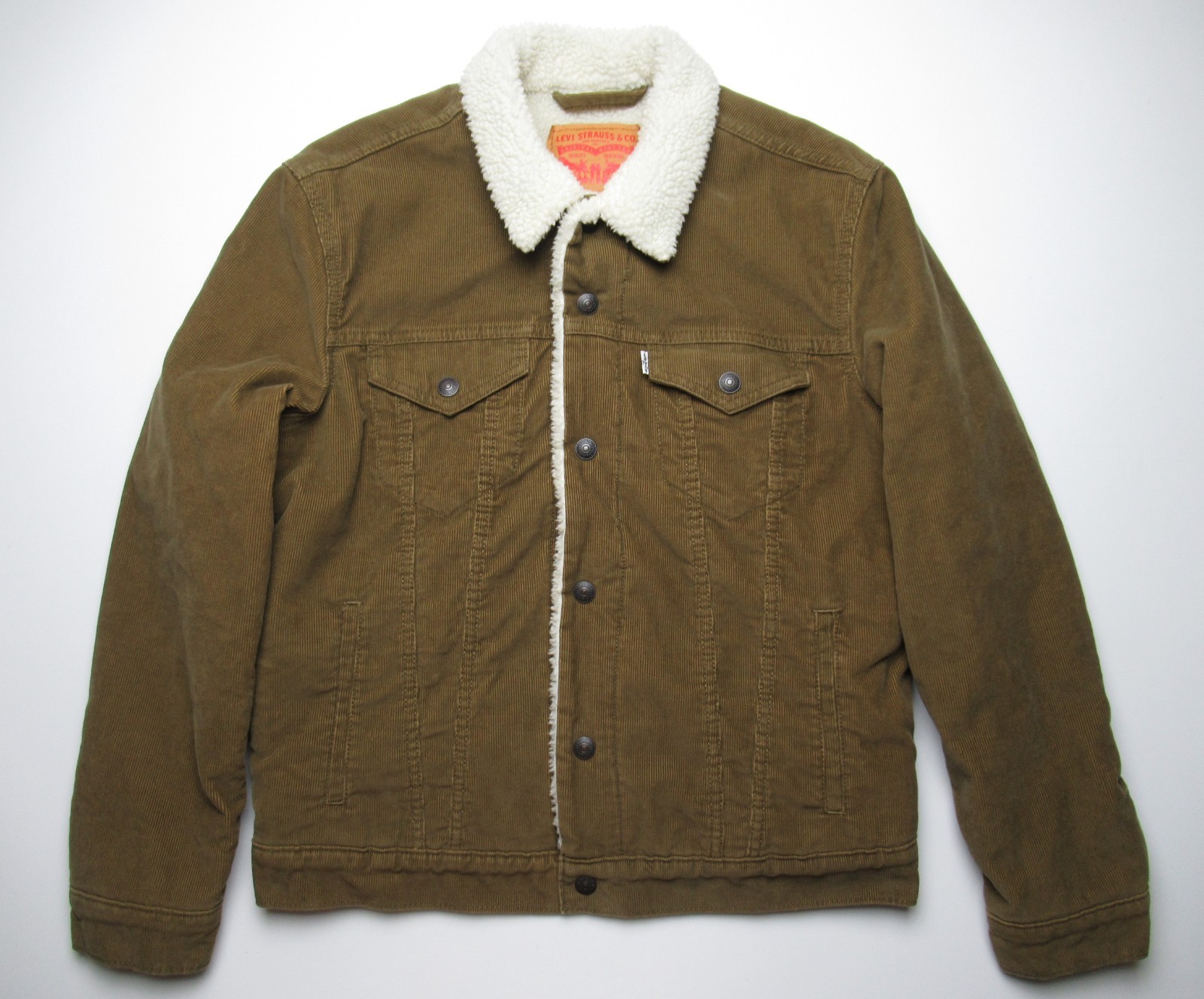 Levi\'s Sherpa Fleece Brown Corduroy Trucker Jacket Mens Medium / 