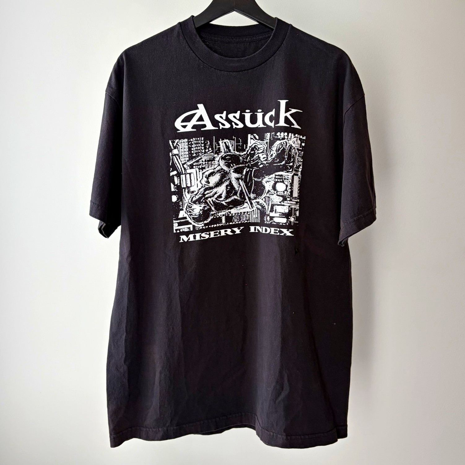 Vintage 90s/00s Assück Misery Index grindcore grunge band shirt XL