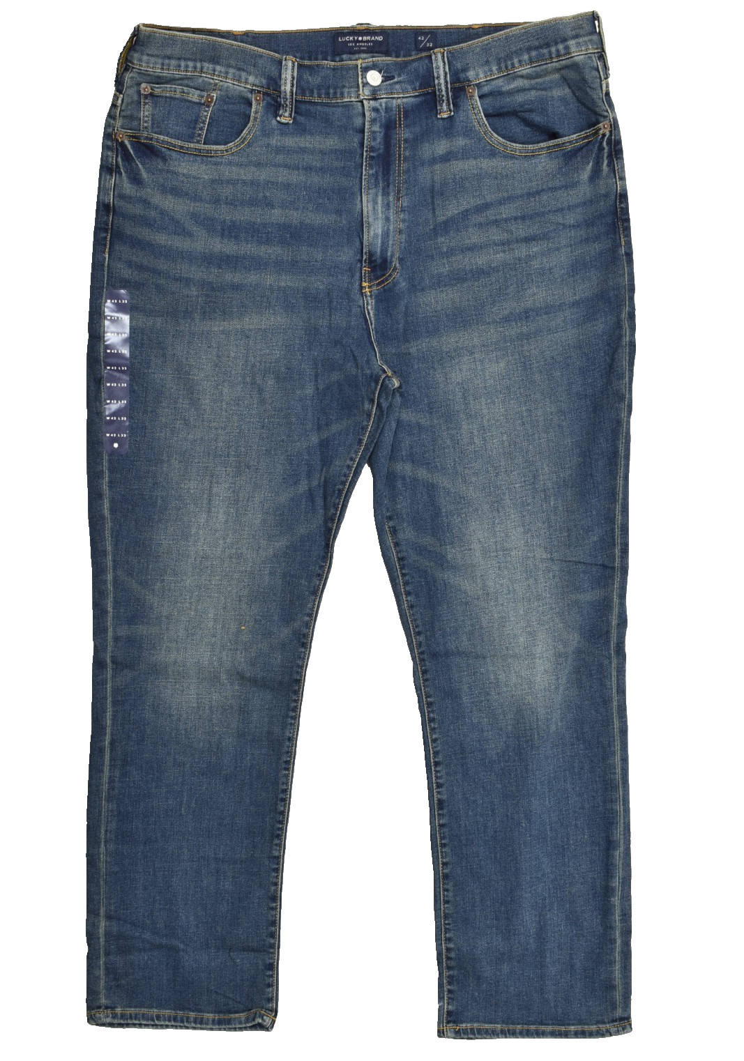 Lucky Brand Men\'s Athletic Fit Straight 2-Way Stretch Denim Jeans Blue 42x32 NEW