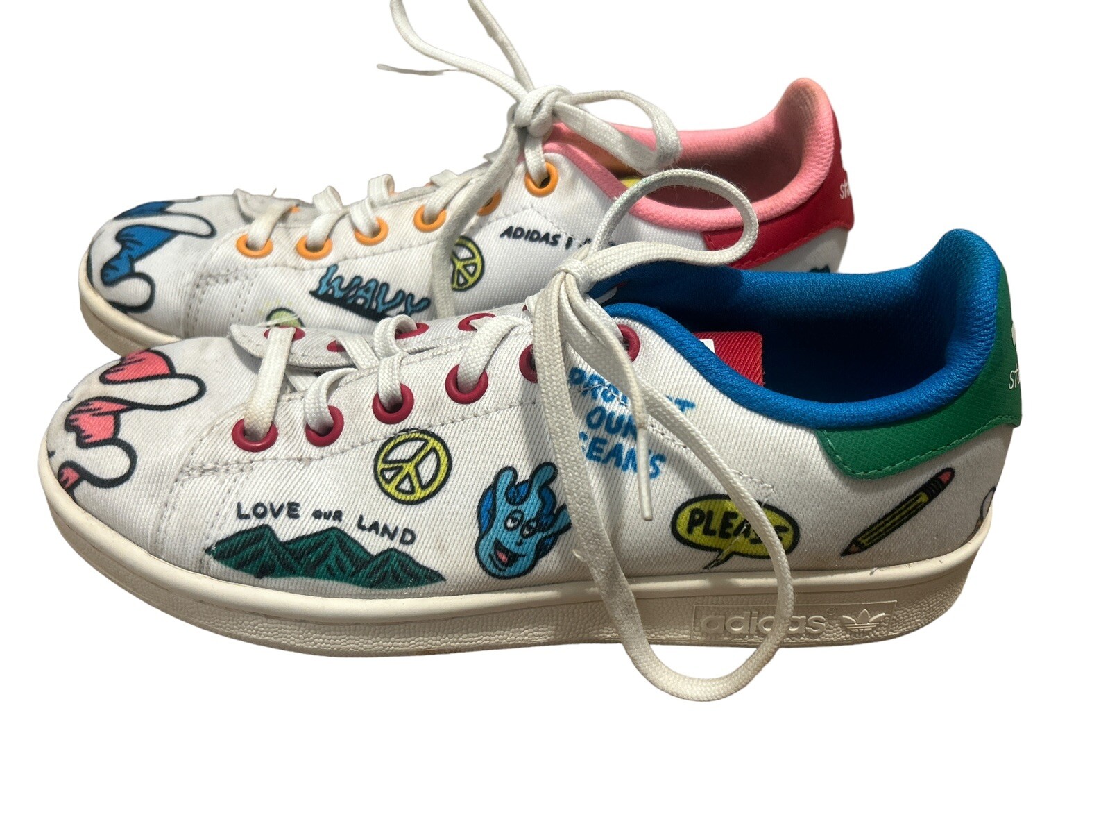 Adidas Aaron Kai x Stan Smith Youth Sz 4 J Primeblue Girls GS Fy2686 Shoes Anime