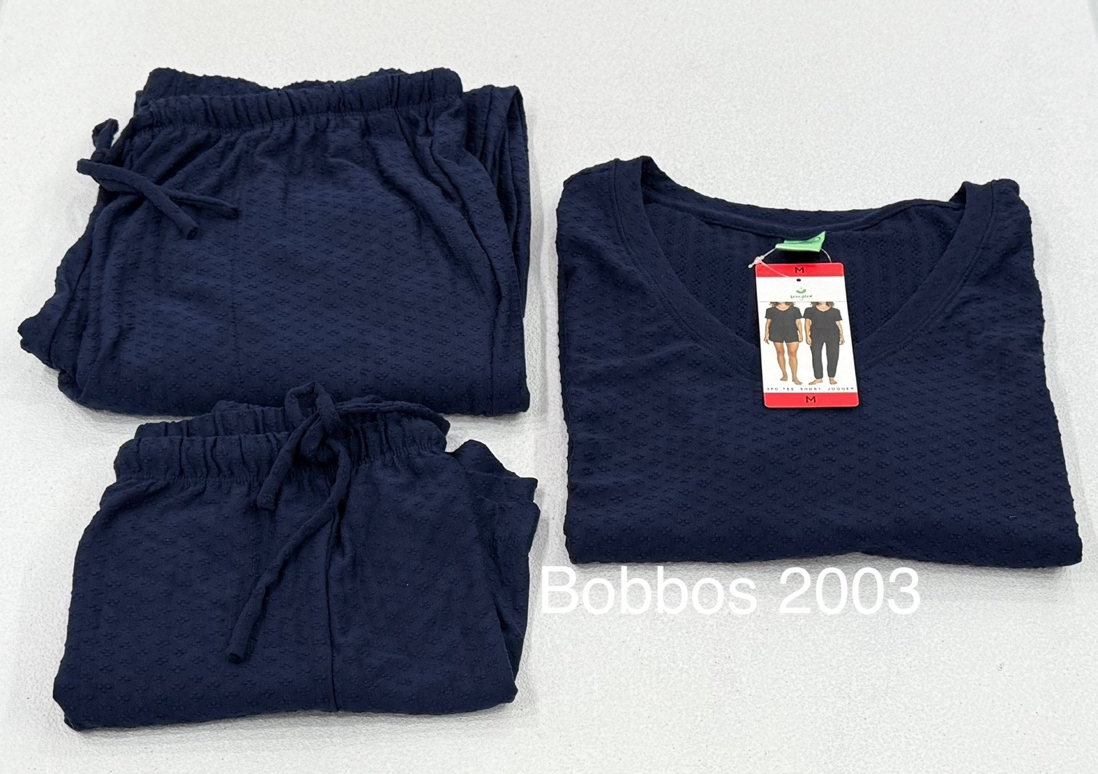 Honeydew Women\'s 3-Piece Tee, Short, Jogger Lounge Set, Navy, Size M