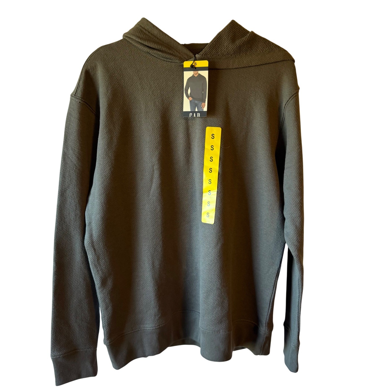 New- GAP Men\'s Textured Hooded Sweatshirt Pullover Size Small Gray