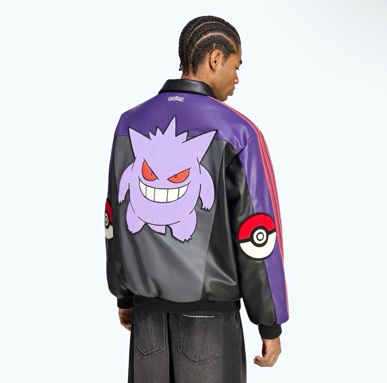 Adidas Originals Pokémon Gengar Faux Leather Bomber Full Zip Pockets