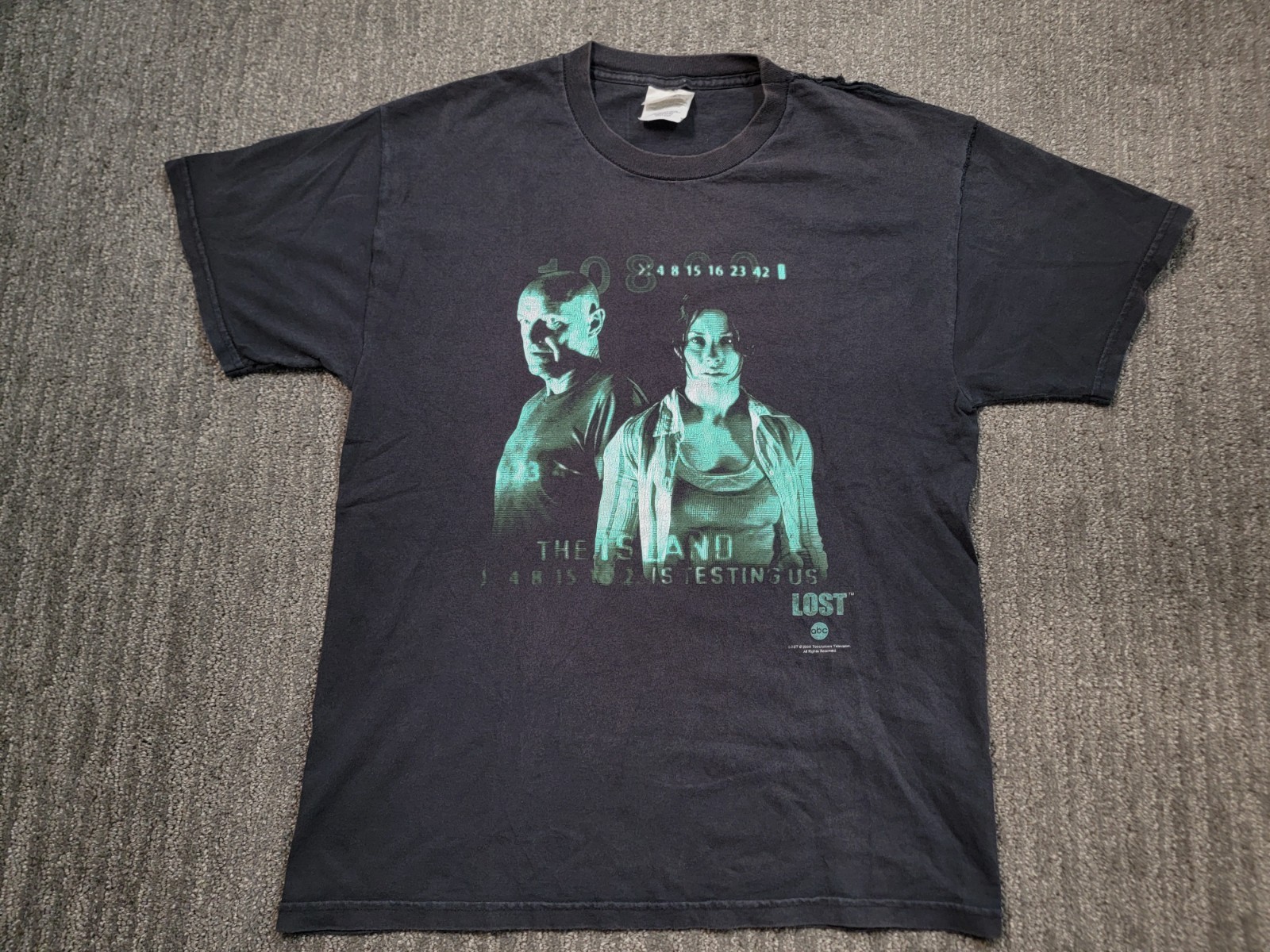 Vintage Lost Tv Show T Shirt Y2k 2005 Black Adult Medium Rare HAS REPAIR