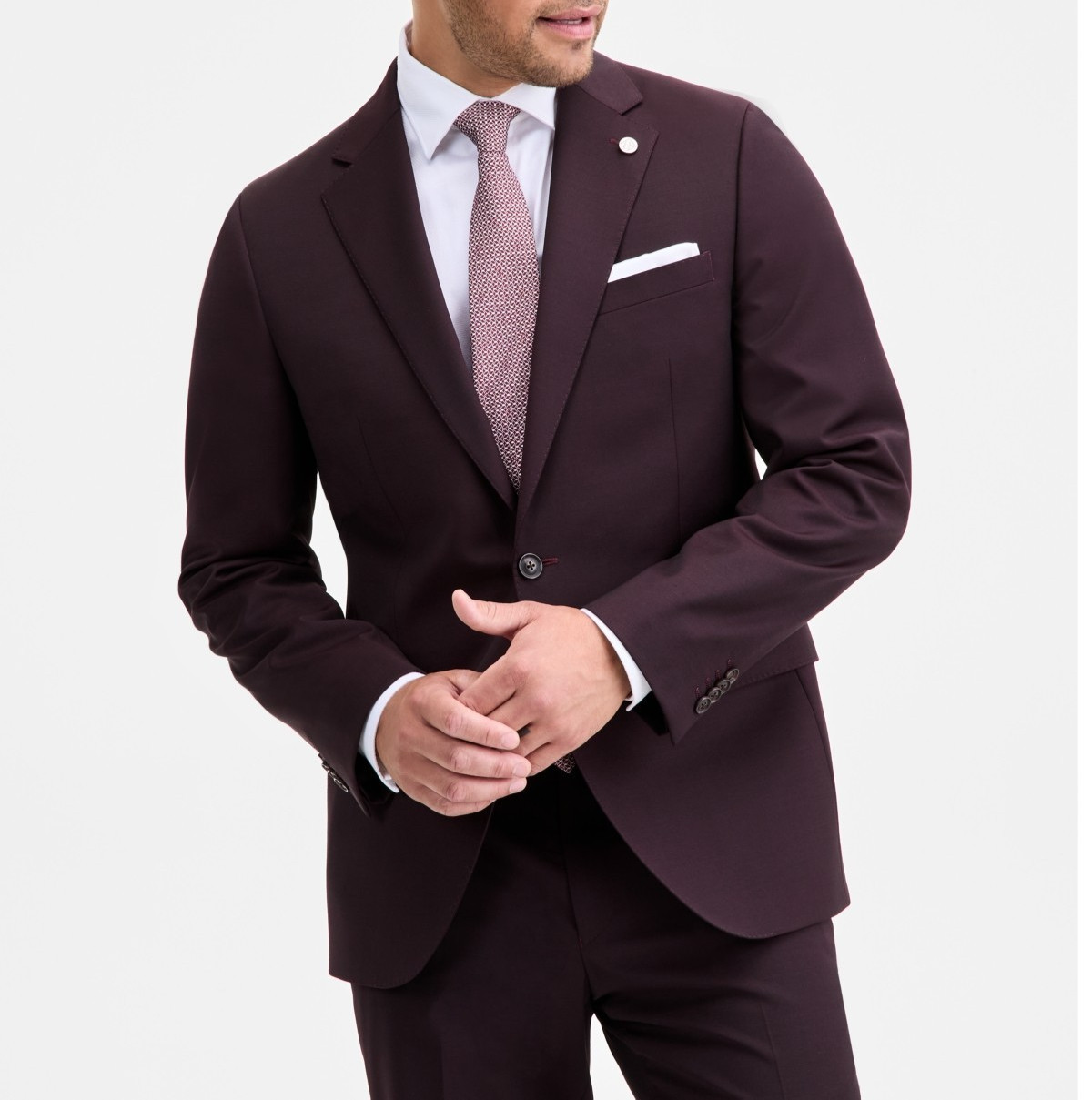 Ted Baker Modern-Fit Bordeaux Wool-Blend Suit Separate Jacket MSRP $450