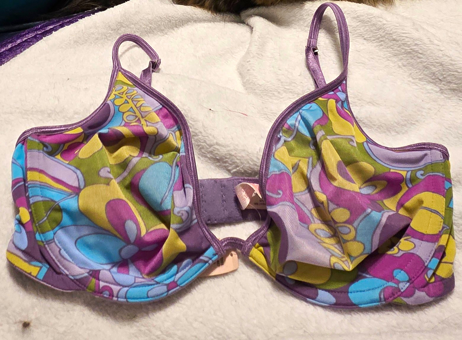 Vintage 2000 Victoria\'s Secret Dream Angels 34D UW Sheer Mesh Bra Purple Floral