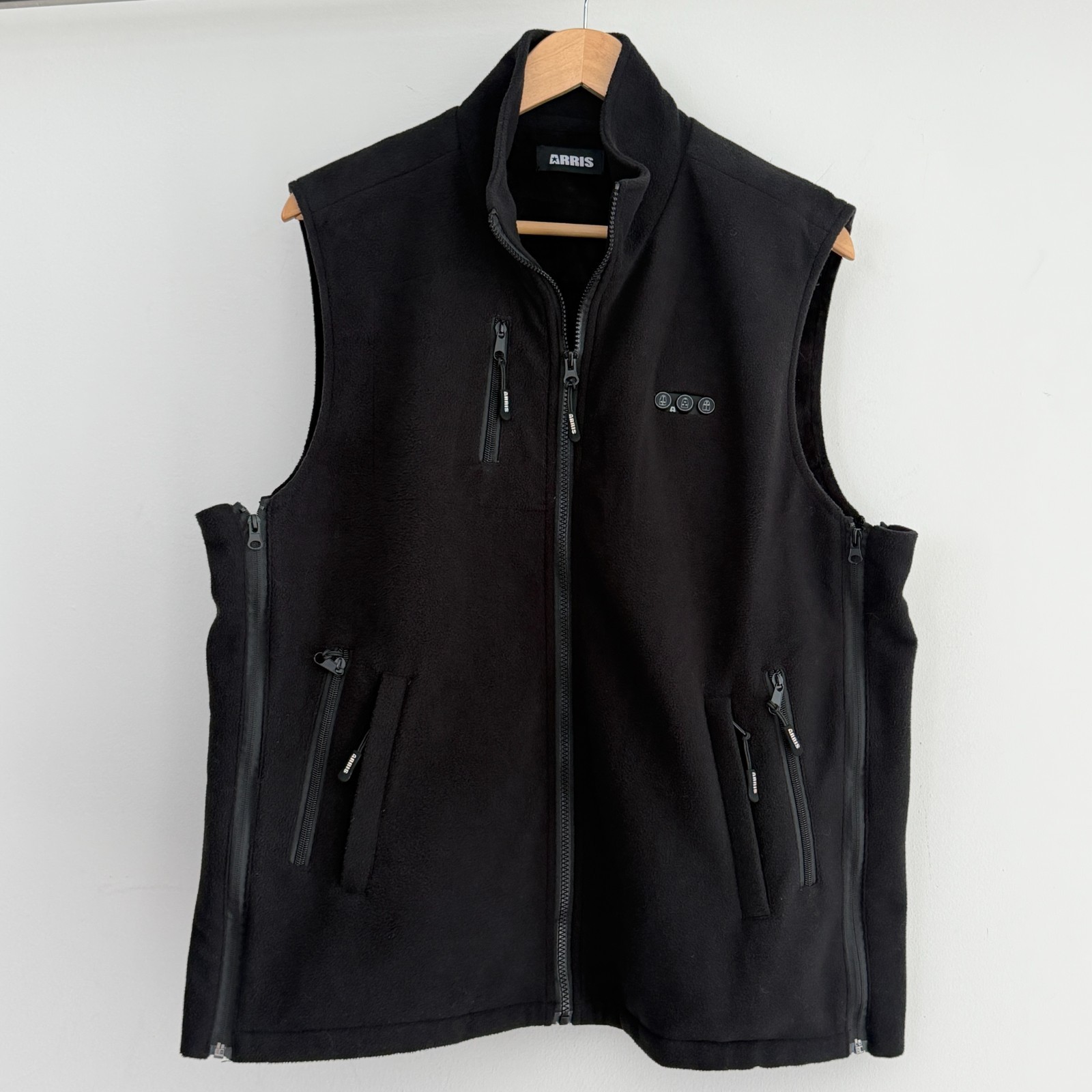 ARRIS Heated Fleece Vest Jacket 7.4 Unisex Black Adjustable Size + Battery Pack