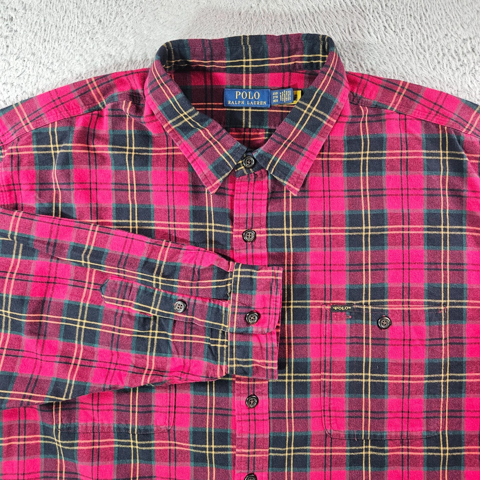 $138 NEW Polo Ralph Lauren Flannel Shirt Men 3XB Classic Button Up Red Plaid