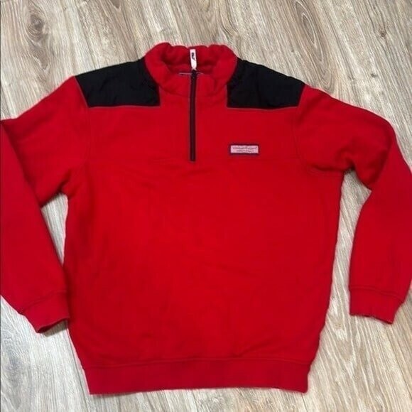 Vineyard red Men\'s Red and Black Sweater 1/4 zip up