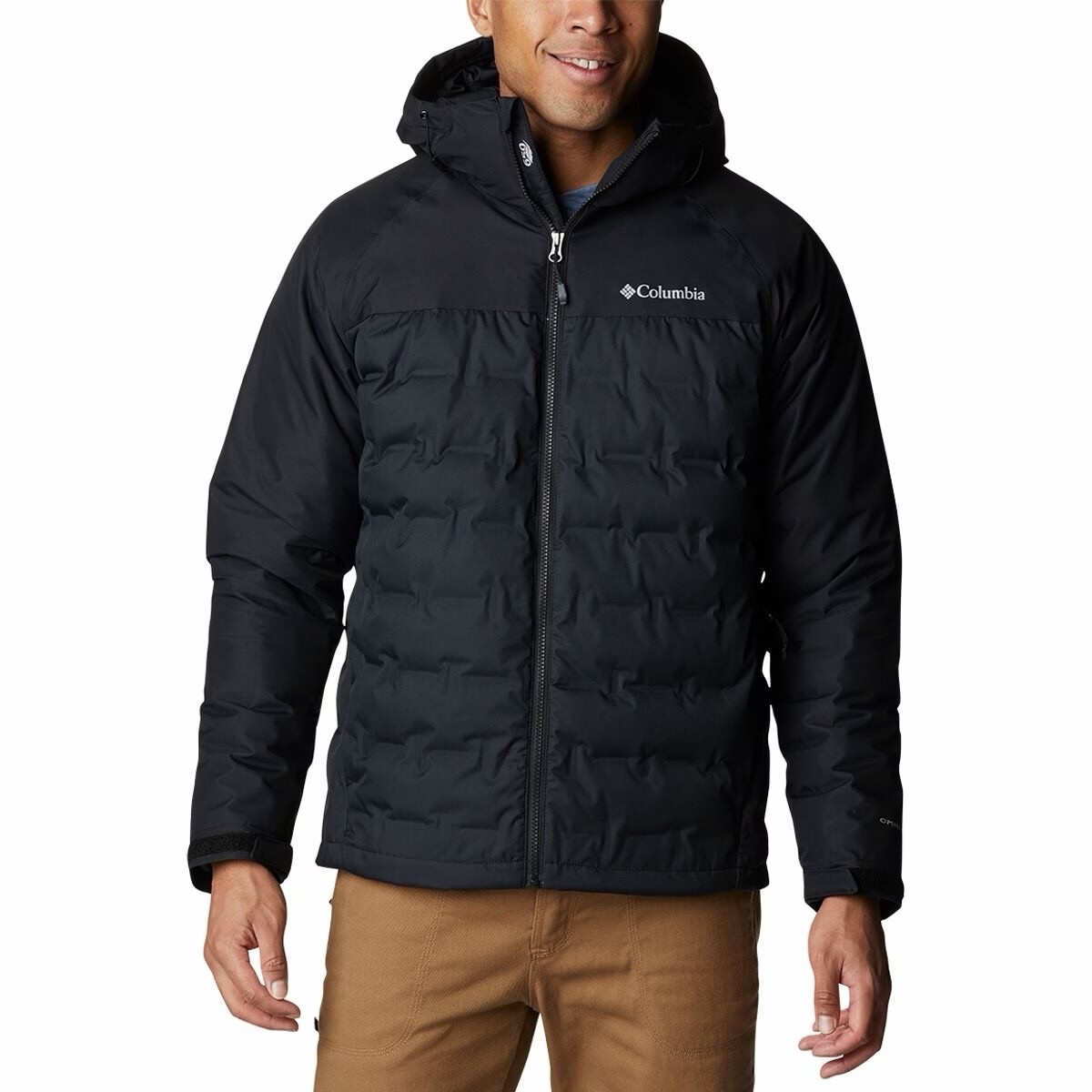 Columbia Men\'s Grand Trek III Down Hooded Jacket Black sz S 650-Fill Omni-Heat
