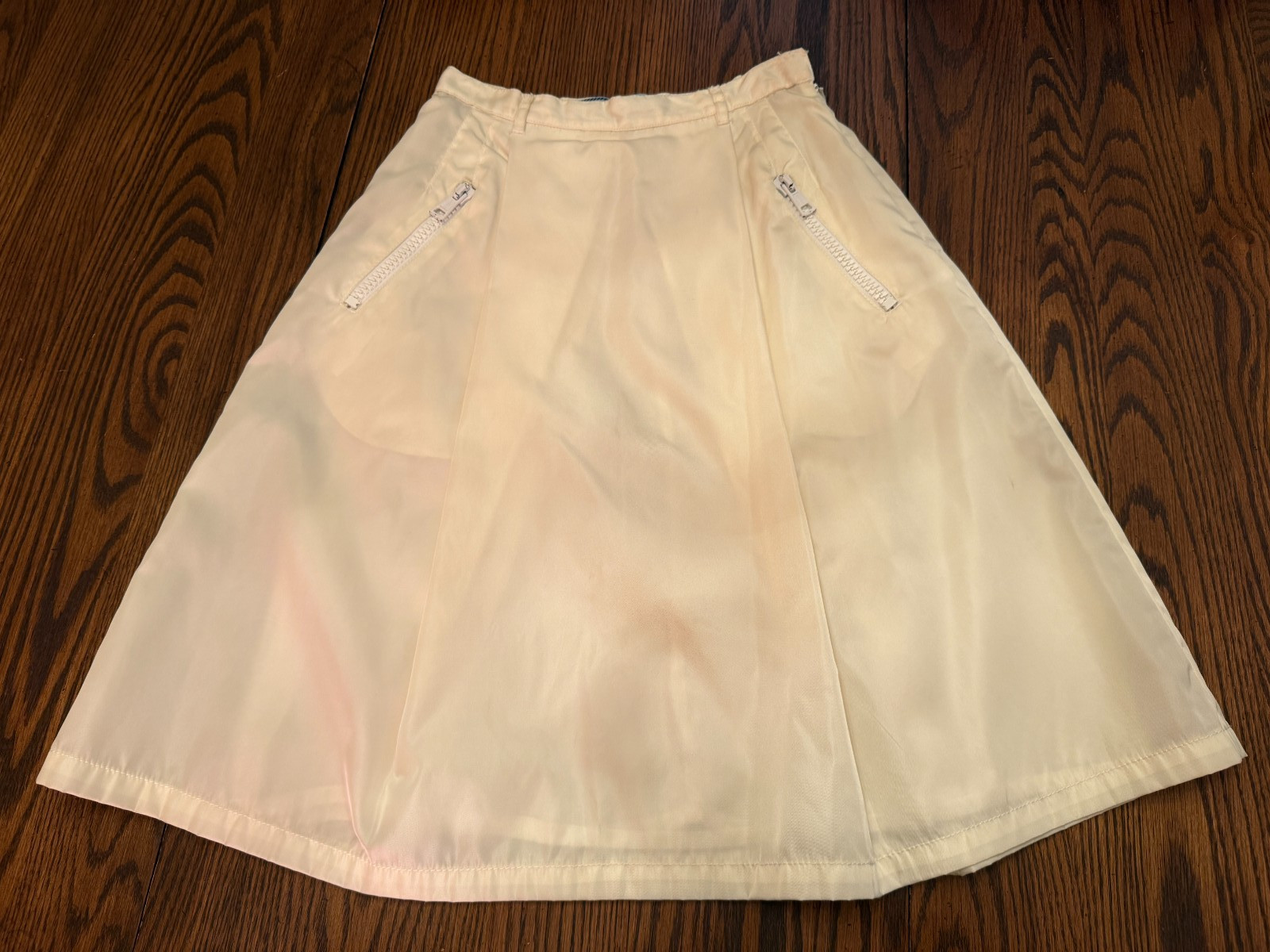 Vintage Prada Milano Ivory A-Line Pleated Skirt SZ S