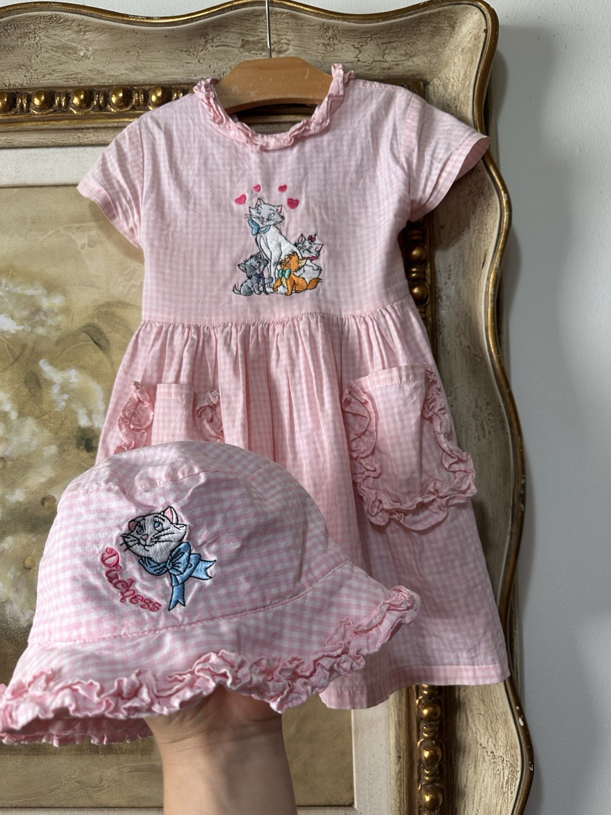 Vintage Disney Store Aristocrats Gingham Pink Dress Marie Duchess Cat 3T